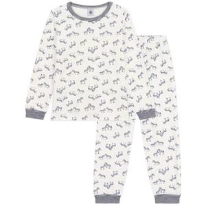 Petit Bateau Pyjama voor kinderen van fluweel met zebraprint, Milk/avond, 24 Maanden