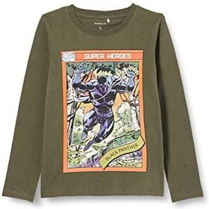 NAME IT Boy's NKMJULIO BLACKPANTHER LS TOP MAR shirt met lange mouwen, Beetle, 116, Beetle, 116 cm