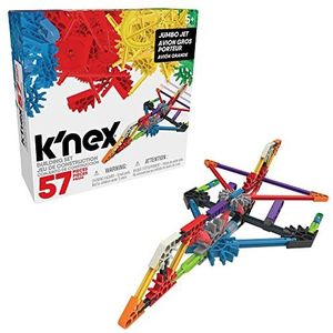 K'NEX, Imagine Jumbojet Bouwset, Basic Fun, 17022, 57 onderdelen, kleurrijk bouwspeelgoed voor kinderen, vliegtuig speelgoed, cadeau voor jongens en meisjes van 5 tot 10 jaar