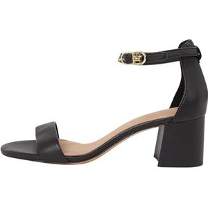 TOMMY HILFIGER Dames lederen enkelband hak SANDAAL hak, zwart (zwart), 3.5 UK, Zwart, 36 EU
