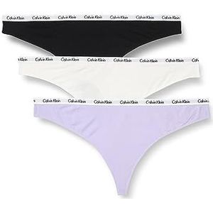 Calvin Klein Dames String Slipje, Zwart/Wit/Pastel Lila, 3XL