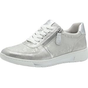 Jana Dames Sneaker plat Low Top Vegan, Silver Print, 41 EU