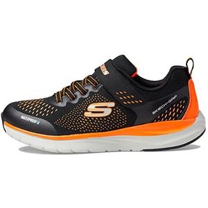 Skechers Ultra Groove Sneaker voor jongens, Zwarte Textiel Oranje Trim, 33.5 EU