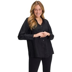 Ulla Popken dames linnen blouse blouses, zwart, 46/48 NL