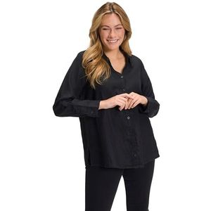 Ulla Popken dames linnen blouse blouses, zwart, 46/48 NL