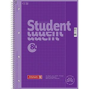 Brunnen 1067926160 Notitieblok/Collegeblock Student Colour Code (A4 geruit, liniatuur 26, 90 g/m², 80 vellen) violet