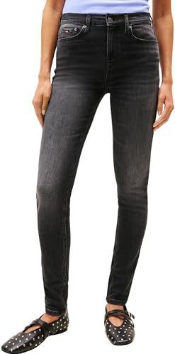 TOMMY JEANS Dames Nora MD SKN DI1286 DW0DW22152, Denim, 24W/28L, Denim (Denim Zwart), 24W / 28L