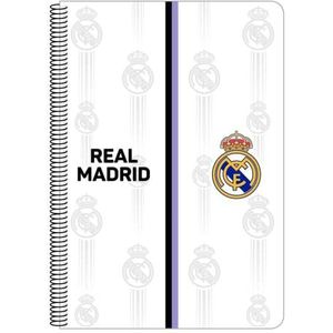 Safta, Notitieboek Folio 80 vellen hardcover 1 design Real Madrid 1. Uitrusting 22/23, 215 x 10 x 310 mm, uniseks, kinderen, zwart en wit, standaard, zwart en wit, Standaard