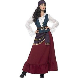 Deluxe Pirate Buccaneer Beauty Costume, Purple, with Dress, Sash, Bandana & Necklace, (M)