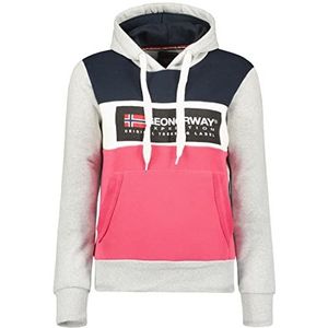 Geographical Norway Golem Lady - Damessweatshirt met capuchon en kangoeroezakken - sweatshirt voor dames, trui, casual, lange mouwen, warm, Lichtgrijs, L