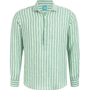Panareha Men's Striped Linen Popover Shirt SICILIA Green (M)