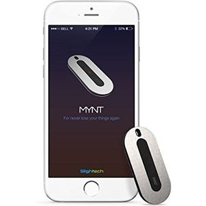 (Beëindigd) MYNT Smart Tracker & Remote - Dunste (2 Coin Dun) l: Key, Portemonnee, Huisdier Scheiding Alarm, Key & Phone Finder, Mac Presenter Clicker, Selfie Remote (Zilver)
