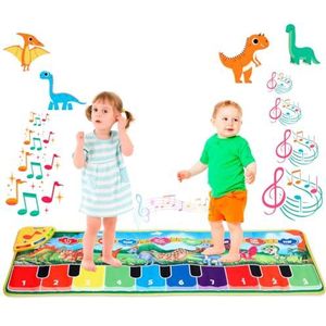 NK Muzikaal tapijt voor baby's, met 8 geluiden van dinosaurussen, led, piano, speelgoed voor kinderen van 3 tot 5 jaar, origineel Montessori-cadeau, verjaardag, opvouwbaar, opname/playback-functie
