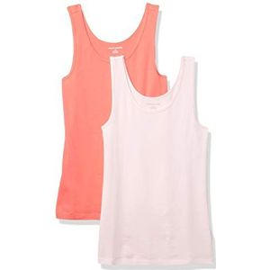 Amazon Essentials Women's Tanktop met slanke pasvorm, Pack of 2, Koraalroze/Roze, M