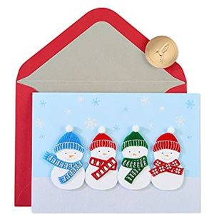 Papyrus Kerstkaarten in doos met enveloppen, warmste wensen, glittervrije sneeuwmannen (8 tellen)