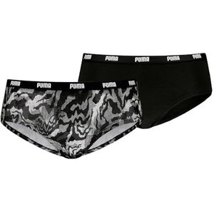 PUMA Dames bedrukte hipster (verpakking van 2), zwart, S