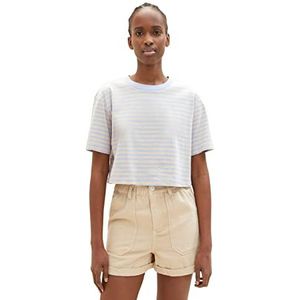 TOM TAILOR Denim Cropped T-shirt voor dames, 31710 - Mid Blue Sand Stripe, XXL