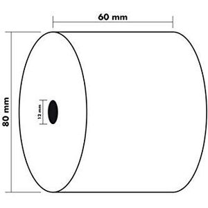 Exacompta - Ref. 40970E - Set van 10 thermische rollen voor kassa's- breedte 60 mm x diameter 80 mm - kern 12 mm - 1 thermische laag 55g/m² - Lengte (+/- 2m): 76 m - Wit