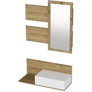 WELL HOME MOBILIARIO & DECORACIÓN Set van spaanplaat met melamine coating, met spiegel, in wit - saffier eiken