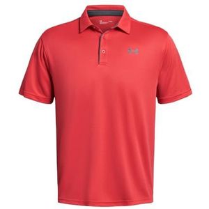 Under Armour Tech golfpolo voor heren, Rode zonnewende / / Pitch Grey, S-M