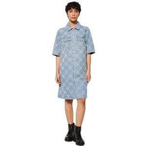 ONLY Dames Onlbelle S/S Button Print Dress DNM Gua jeansjurk met hemdkraag en knoopsluiting, blauw (light blue denim), S