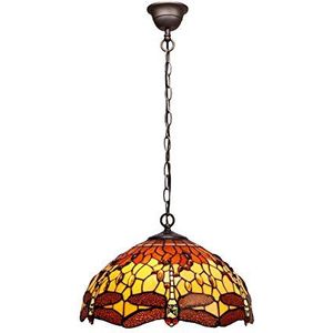 Plafondlamp Tiffany hanger: Serie Belle Amber D.40 cm H.35/140 cm 3 x E27 max. 60 W