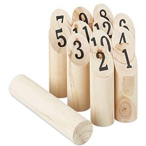 Relaxdays Kubb Werpspel - Scandinavisch Buitenspel voor 2-6 spelers - Natuurlijk grenenhout - Strategisch omgooien tot 50 punten