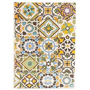 Porto (Portuguese Tiles) Midi 12-month Day-at-a-time Hardback Dayplanner 2025 (Elastic Band Closure): jeden dzień na stronie, zamykany na gumkę, papier 80 gsm