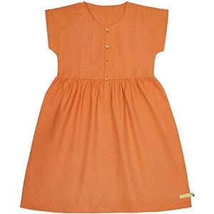 loud + proud Meisjes van fijne ruit, GOTS-gecertificeerde kinderjurk, Carrood, 86/92, karrood, 86/92 cm