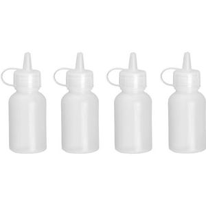 HENDI Mini squeeze fles, set van 4 stuks, saus dispenser, saus fles, knijpfles, lekvrij, herbuikbaar, ketchup, mosterd, olijfolie, polyethyleen, 0.05L, ø35x(H)100mm, polyethyleen