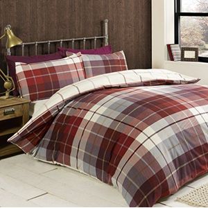 Rapport Home Lomond 100% geborsteld katoenen dekbedovertrekset, rood, kingsize