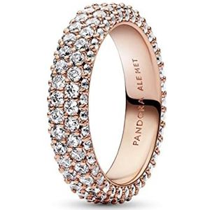 Pandora Timeless Pavé dubbele ring 182629C01-58, metaal, Zirkonia