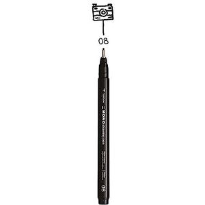 Tombow Fineliner MONO tekenpen, lijndikte 08 (ca. 0,60 mm), pigmentinkt, water- en lichtbestendig, voor schetsen, illustreren en tekenen, zwart, WS-EFL-H-08