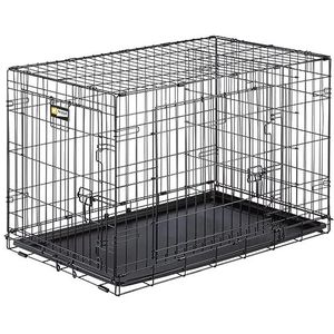 Ferplast DOG-INN 90 opvouwbare hondentransportbox puppyren met metalen verdeling, dubbele deur met veiligheidssluiting, 92,7 x 58,1 x 62,5 cm, zwart