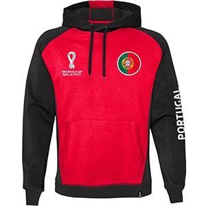 FIFA Officiële World Cup 2022 Overhead Hoodie, Mens, Portugal, X-Large Capuchontrui, Rood, Extra, rood, XL