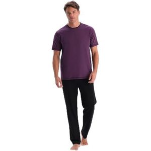 Dagi Purple Fashion Gebreide Regular Taille Supreme Lange Peen Korte Mouwen Crew Neck T-Shirt en Broek, Paars, XL, lila, XL