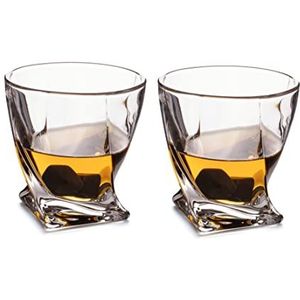 Whiskyglazen - Twisted (set van 2) incl. 2 ice rocks (koelstenen)