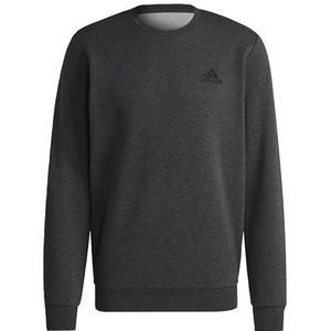 adidas Heren Essentials Fleece Sweatshirt Sweatshirt (lange mouw), donkergrijs heide/zwart, S, Donkergrijs Hei/Zwart, S