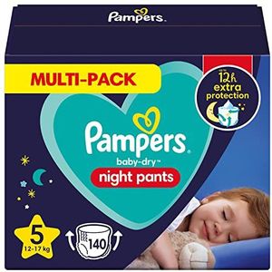 Pampers Baby-Dry Night Luierbroek Maat 5, 140 Luiers 12kg-17kg, Pampers Night Pants Bieden Extra Bescherming De Hele Nacht Lang