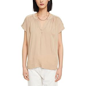 ESPRIT Collection Viscose blouse met V-hals, taupe, L