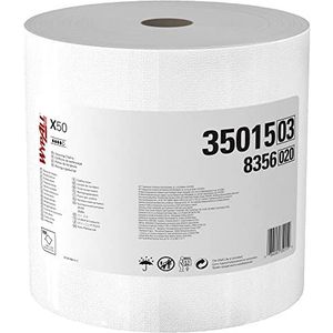 WypAll X50 doeken 8356 – 1 grote rol met 1.100 witte, 1-laags doeken