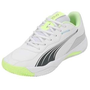 PUMA Nova Smash tennisschoen unisex, Puma Wit Lichtgevend Blauw Bruisend Appel Schaduw Grijs, 45 EU