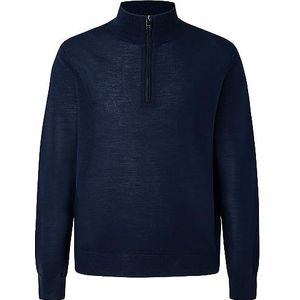 Hackett London Heren Merino Zijde Hzip Sweater, Blauw (zwart), 3XL