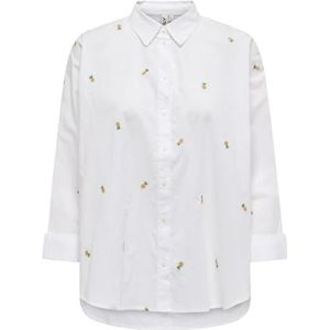 Blouse - Gevoerde Zoom - Katoen - Borduursels - Driekwart Mouw