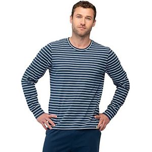 greenjama Heren shirt met lange mouwen gestreepte pyjama-top, ultra marine, M