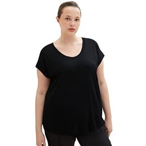 TOM TAILOR Dames Plussize Loose Fit Basic T-shirt, 14482 - Deep Black, 44 NL