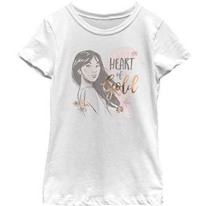 Disney Princess Heart of Gold Girl's Solid Crew Tee, White, XS, wit, XS