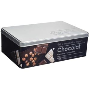 Voedseldoos Relief II Chocoladetablet, 20,2 x 13,2 x 6,7 cm, ijzer en tin, zwart