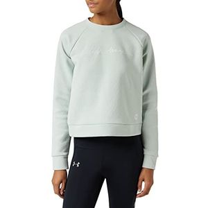 Under Armour Vrouwen Herstel Fleece Script Crew Warm-Up Top - Atlas Groen Medium Heather/Onyx Wit/(189), X-Small