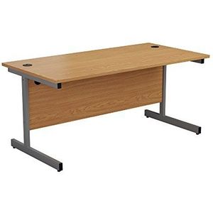 Office Hippo Heavy Duty Rechthoekig Cantilever Bureau, 140 x 60 x 73 cm, zilveren frame, eiken top